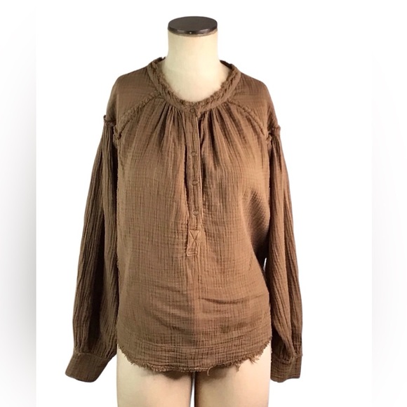 We The Free Tops - We The Free Brown Oversized Distressed Top, XS, EUC